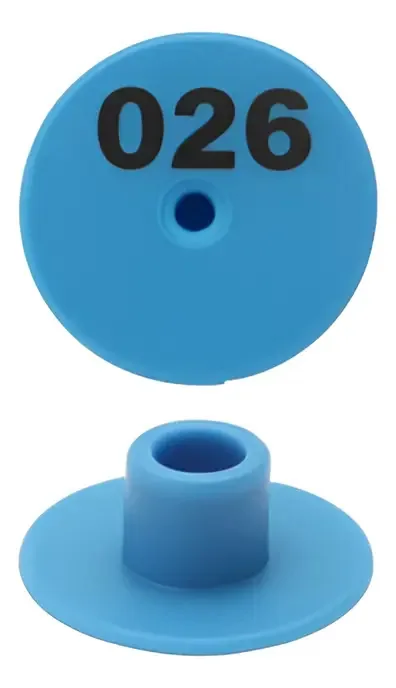 50 Brincos Redondo Numerados Ovinos, Suínos, Caprinos Cor Azul