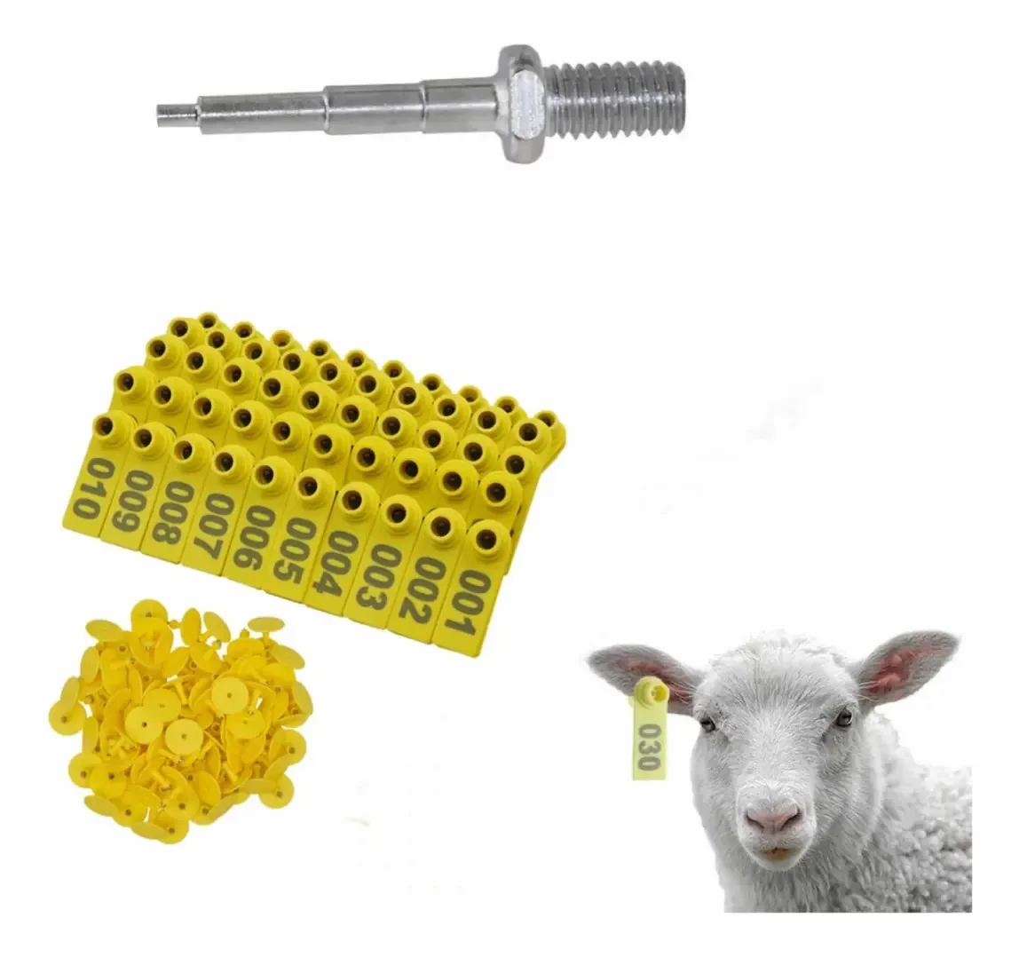 Brincos Identificação Bovinos Suínos Ovinos Happy Farm Blu Amarelo 50un