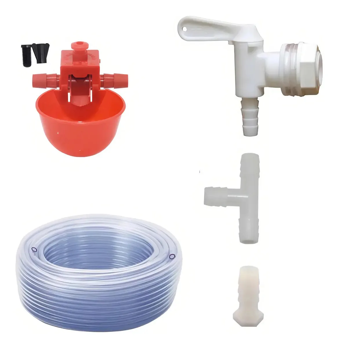 Kit 10 Bebedouros Automáticos Happy Farm Blu Aves Galinhas 50L Vermelho