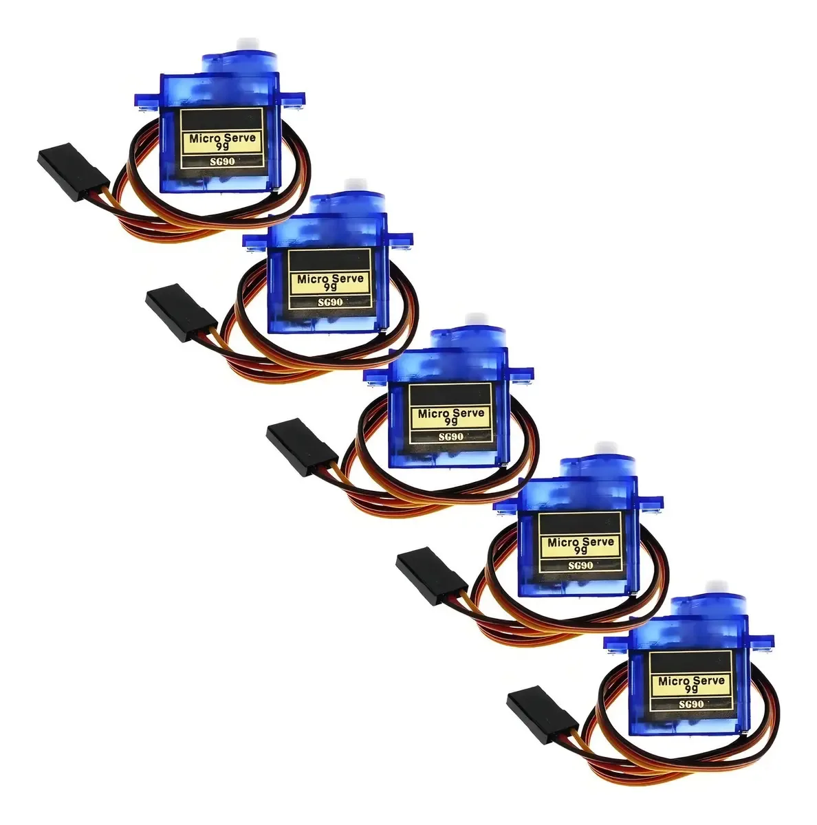 Micro Servo Motor 9g SG90 180° para Robótica e Arduino - Kit com 5 Peças