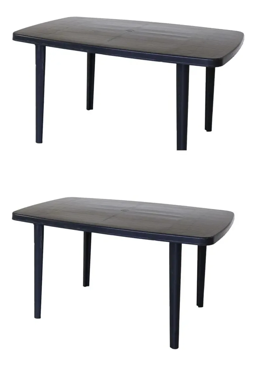 Conjunto Duas Mesas Plásticas Retangulares 6 Pessoas Cor Preto