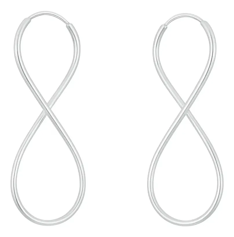 Brinco Argola Infinito Prata 925 Loja das Pratas 5,5cm 2