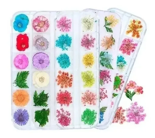12 Apliques Flores Strass Decoracion Uñas 3d Nail + Estojo