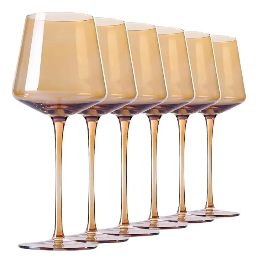 Conjunto de 6 taças de vinho âmbar modernas