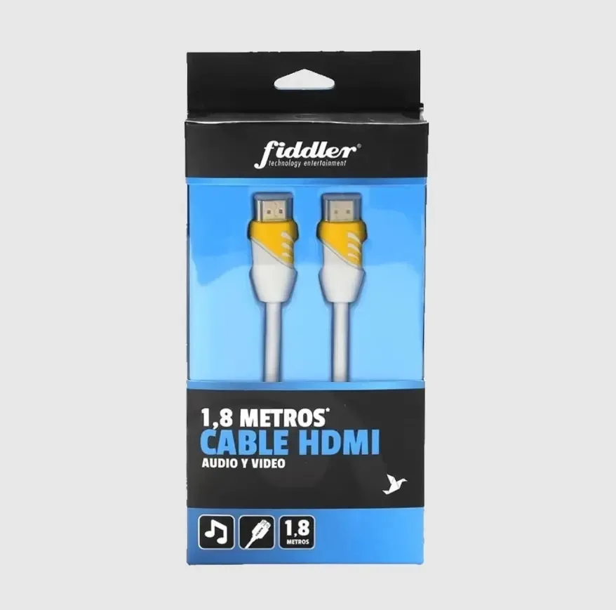 Cabo HDMI de 1 HDMI macho para 1 HDMI macho Fiddler 180 cm branco