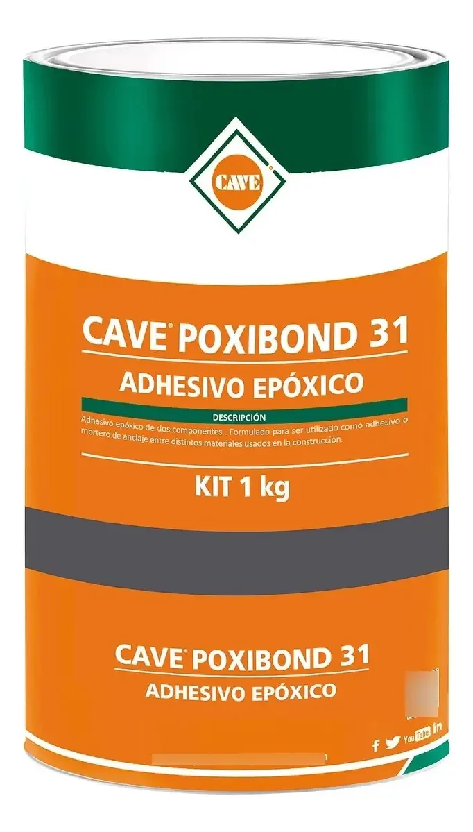 Kit 2 Adesivo epóxi Cave Poxibond 31 para ancoragem de 1 kg