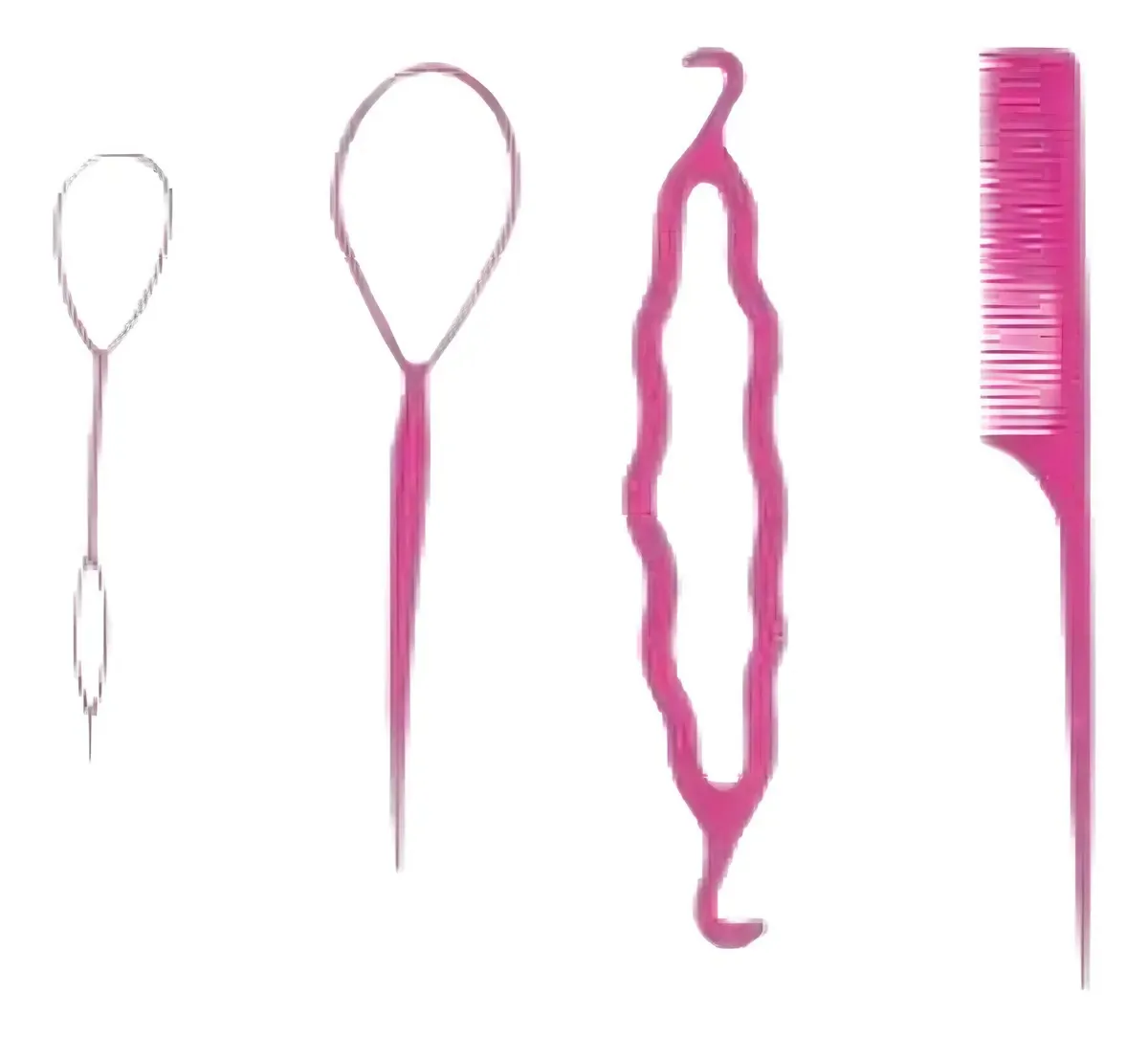 Kit 4 Acessórios Para Penteados Multiuso Rosa