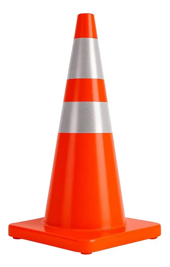 Cone de segurança rodoviária em PVC, 2 fitas refletivas, 28, 70 cm, laranja