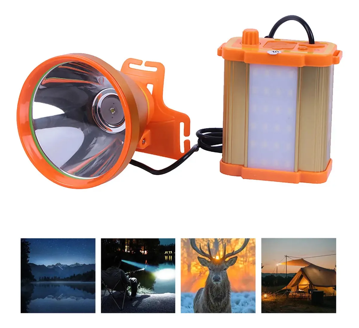 Linterna de mineração Kye Farol LED laranja recarregável