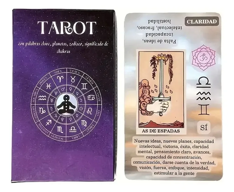 Significados em espanhol para iniciantes do Tarot Rider Waite 10x6cm