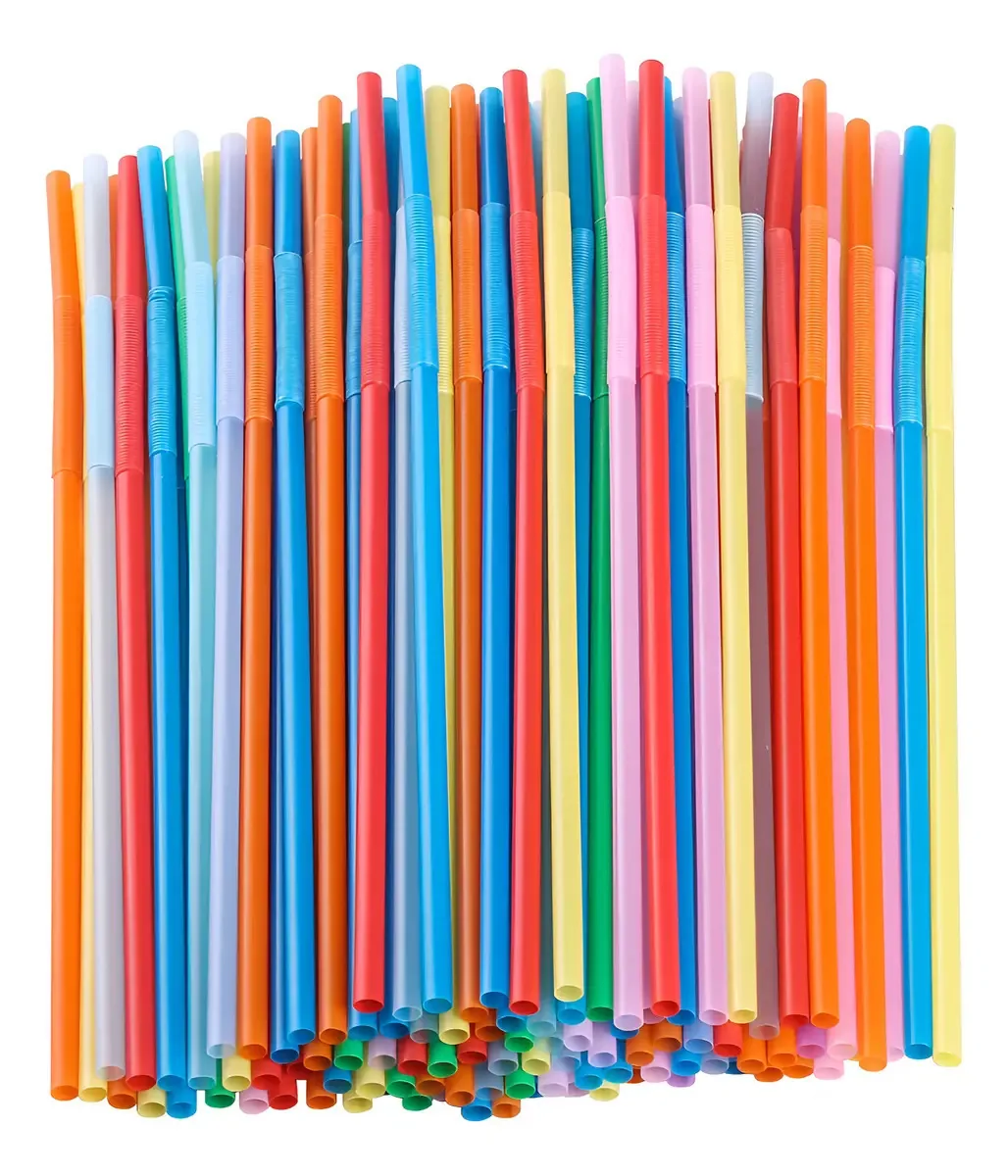 Canudos descartáveis de 12,8 polegadas, canudos coloridos Fle, cor preta