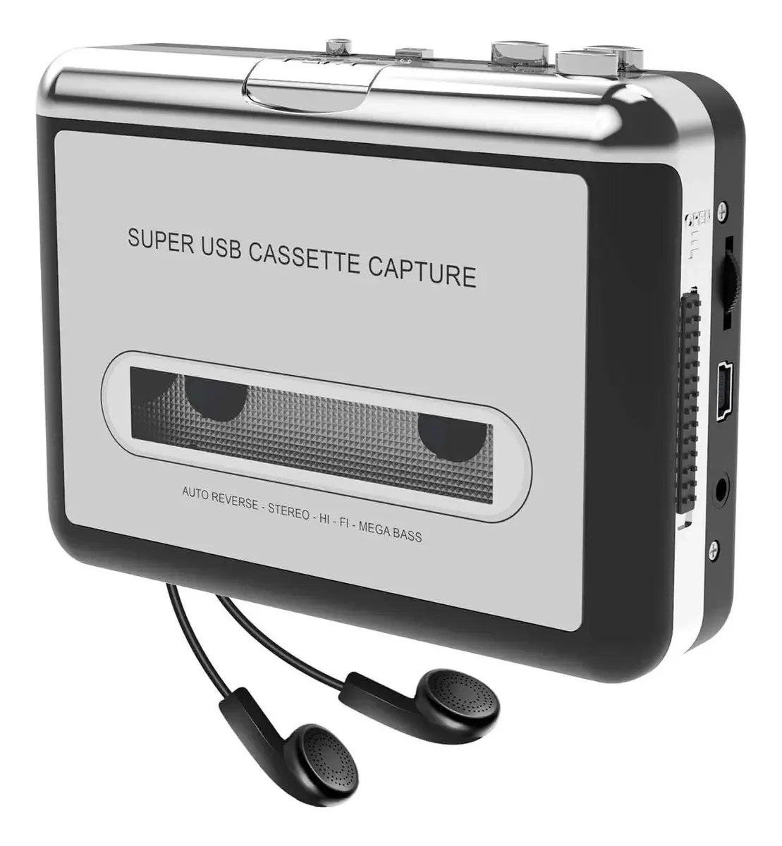 Gillas Tocador de Cassetes - Tocador de Fitas Portátil Digitalizador de Cassetes de Áudio - Compatível com Laptops e PCs - Converte o Gravador de Cassetes para o Formato iPod (prateado)