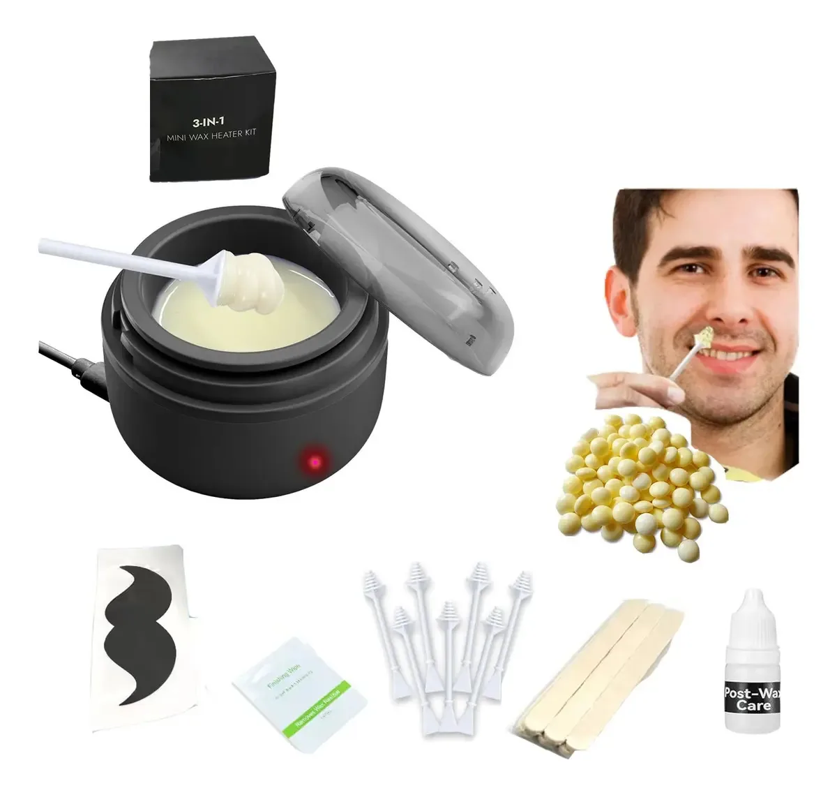 Kit de cera nasal para depilação unissex