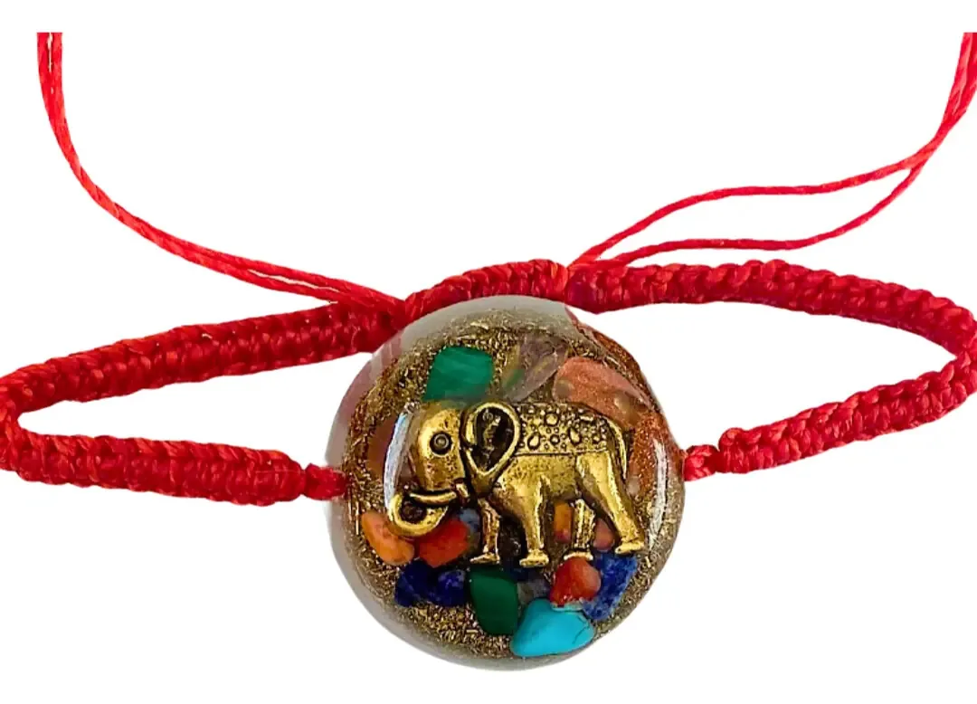 Pulseira Orgon Elephant com pedras e 7 chackras - ajustável