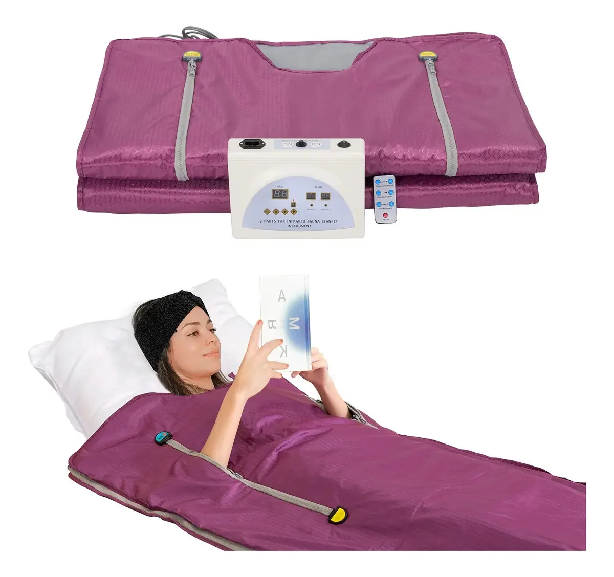 Surmountway Manta de Sauna, Máquina Profissional para Terapia de Desintoxicação (tipo Zíper, Roxo)