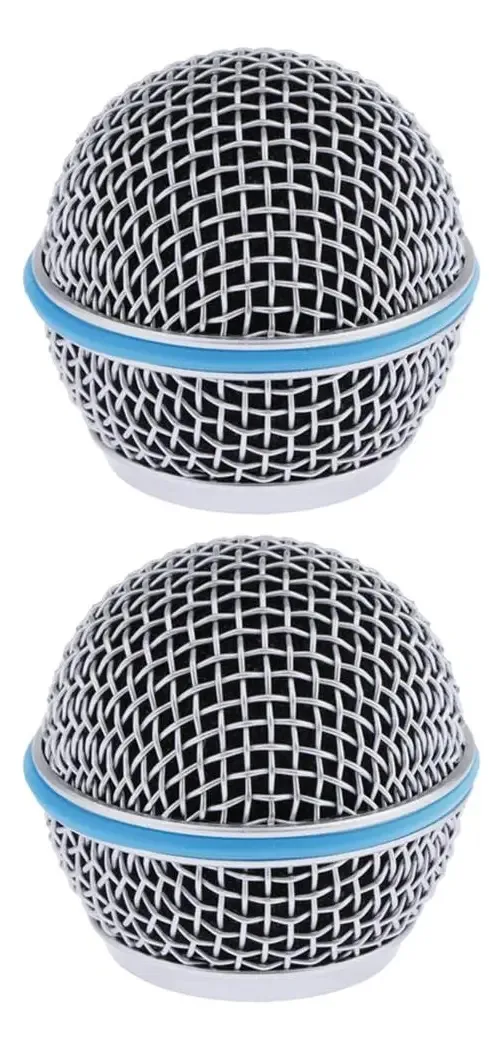 2 pára-brisas de espuma embutidos com cabeça de grade de malha para microfone DIY