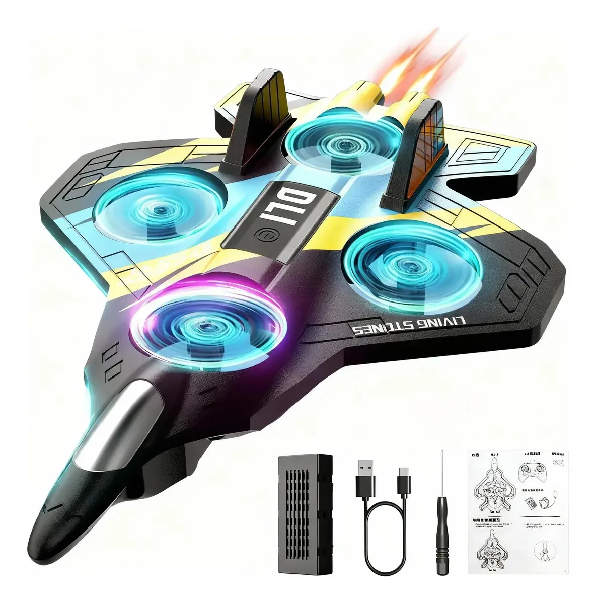 Dli Drone Controle Remoto Para Aeronave De Combate 2,4 Ghz Cor Amarelo