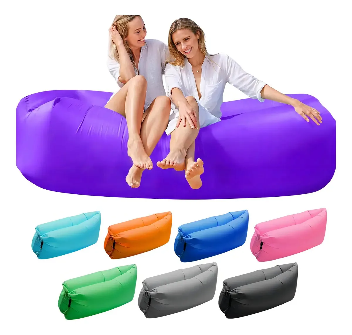 Sofá Inflável Roxo Cama Praia Acampamento Saco De Dormir Cor Laranja