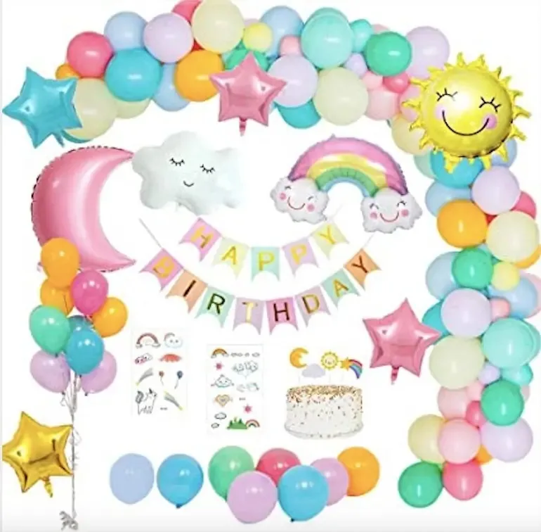 Kits de decoração de festa com balões de aniversário Rainbow