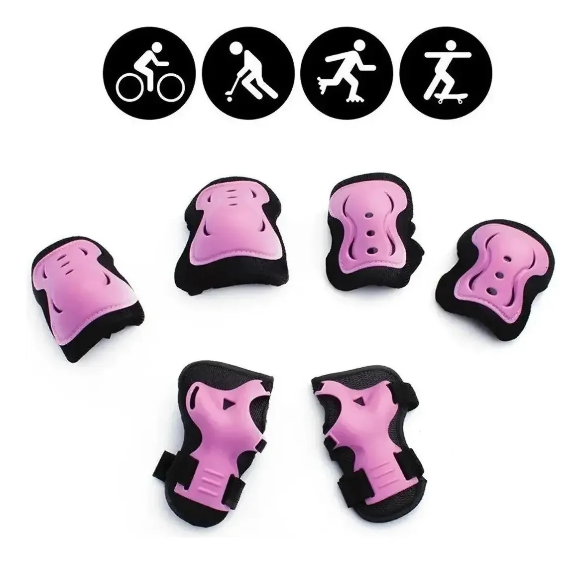 Conjunto de proteções rosadas Codera Rodillera Muñequera 8 -12 A