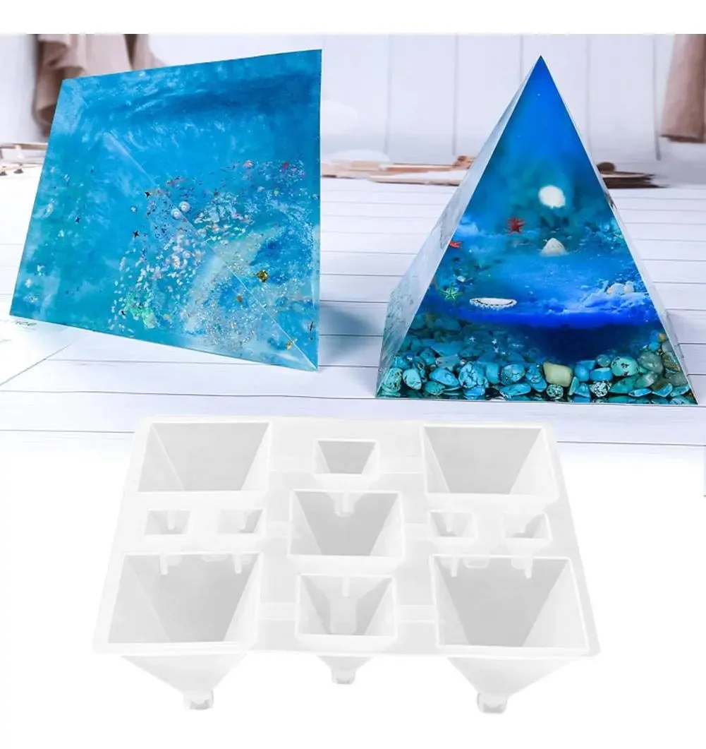 Moldes de resina de silicone para fundição de resina, moldes de resina epóxi, moldes de resina para fundição de resina, joias, fabricação de velas de aromaterapia, 11 fendas, pirâmide, 1