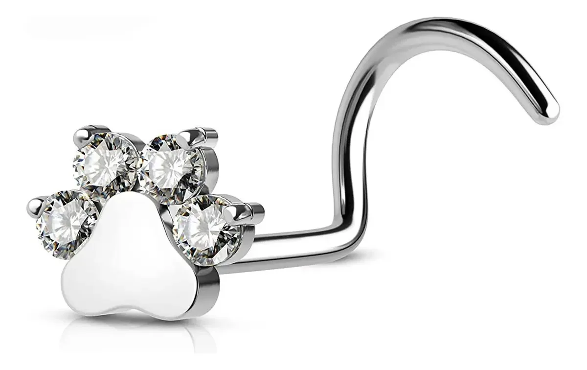 Piercing nasal de titânio em forma de S de zircão para piercings