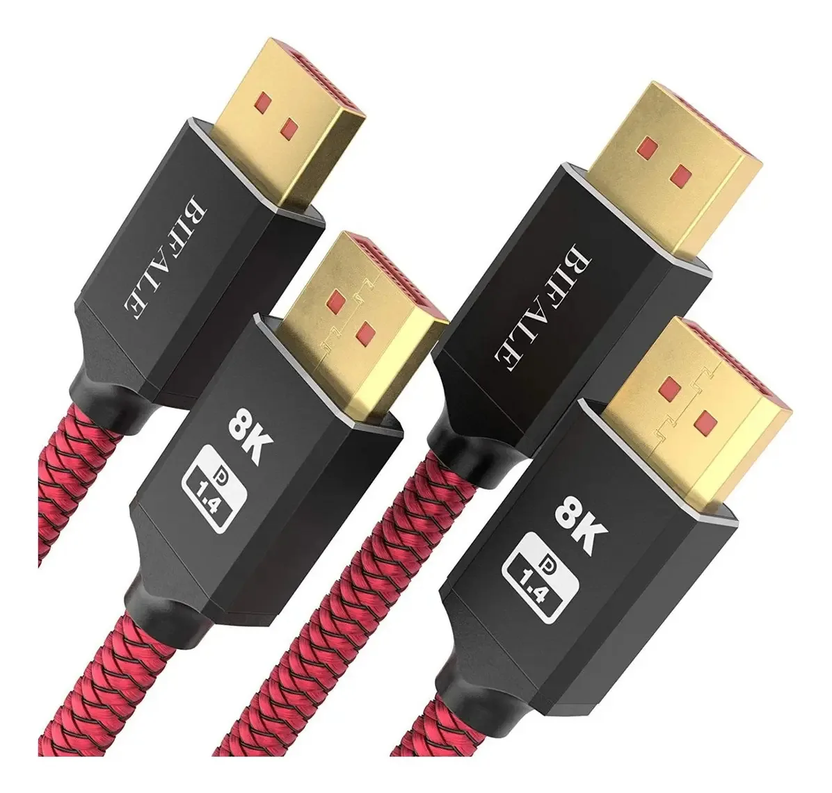 2 cabos de vídeo Displayport 1.4 | Vermelho trançado/3M