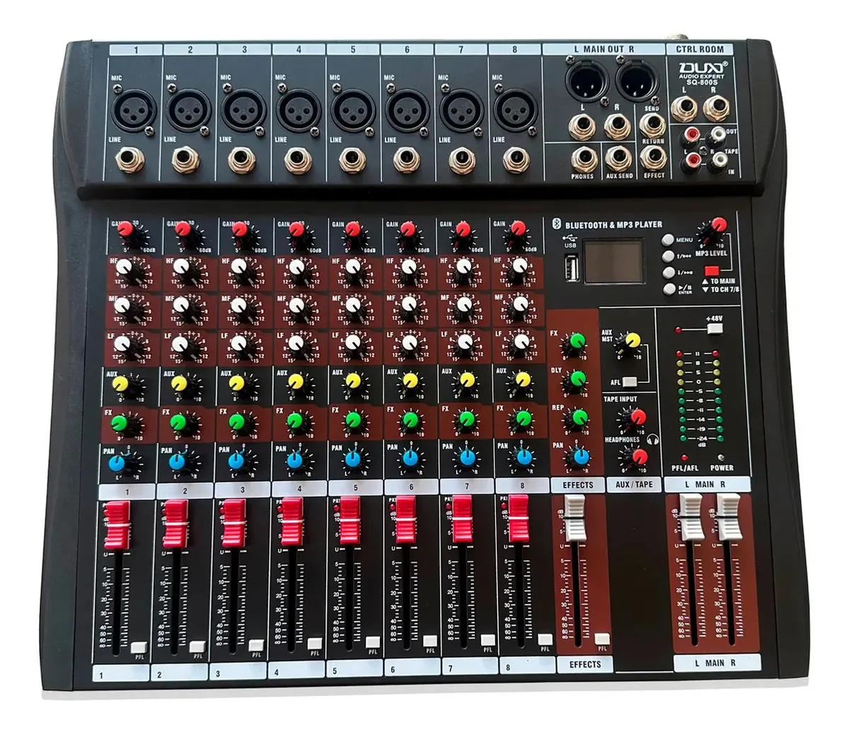 Mesa De Som Bluetooth Usb Mixer Mp3 Digital 8 Canais Dux
