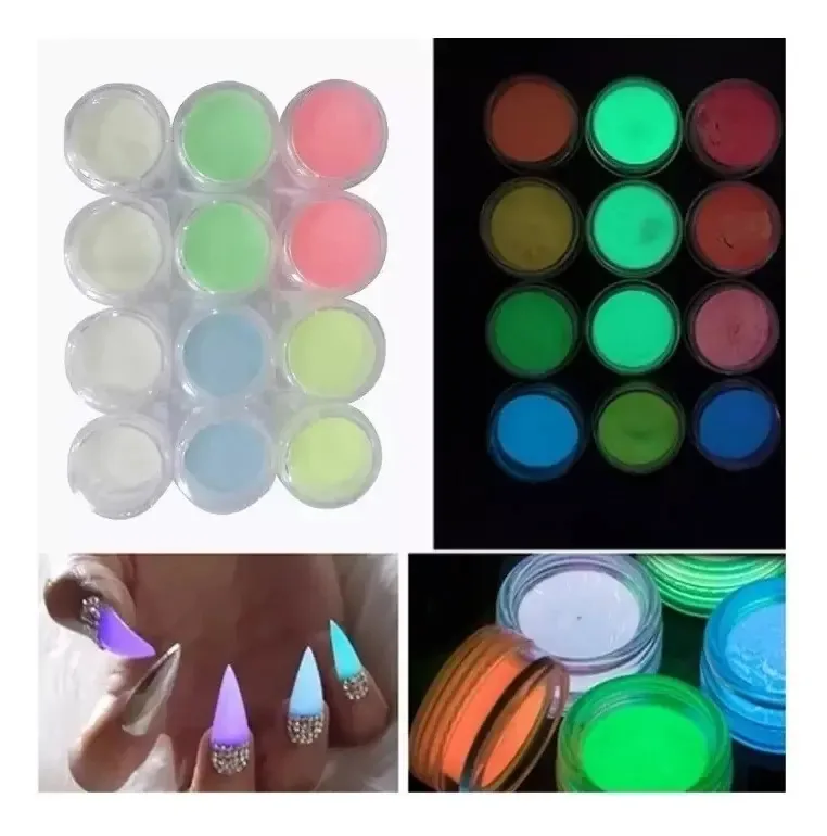 Kit 12 Pó Pigmentação Néon Decoração Maquiagem Arte Unhas