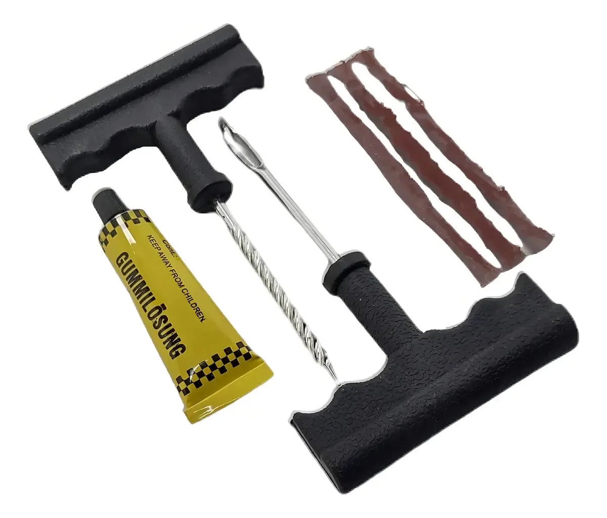 Kit Reparo Macarrão Remendo Para Pneu Sem Câmara Carro Moto