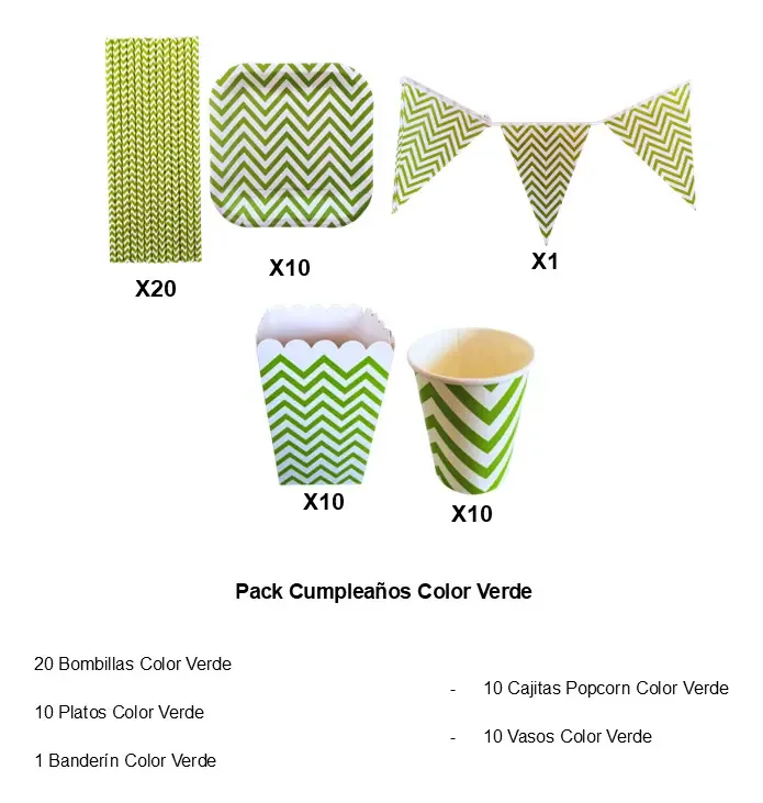 Pacote de aniversário verde - Ornamentos - Acessórios - Decoração
