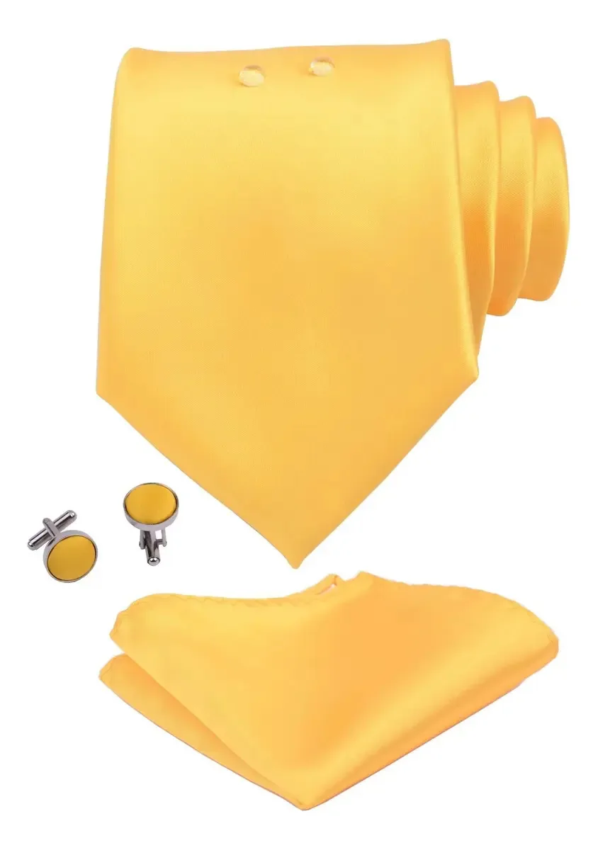 Conjunto de gravatas formais Gusleson Solid Color e abotoaduras C