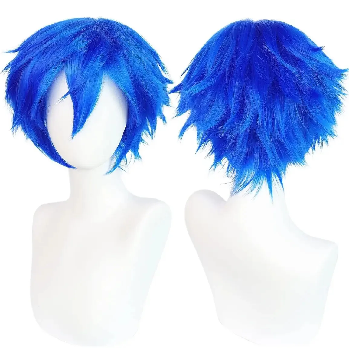 Perucas curtas de anime Cosplay, 30 cm azuis