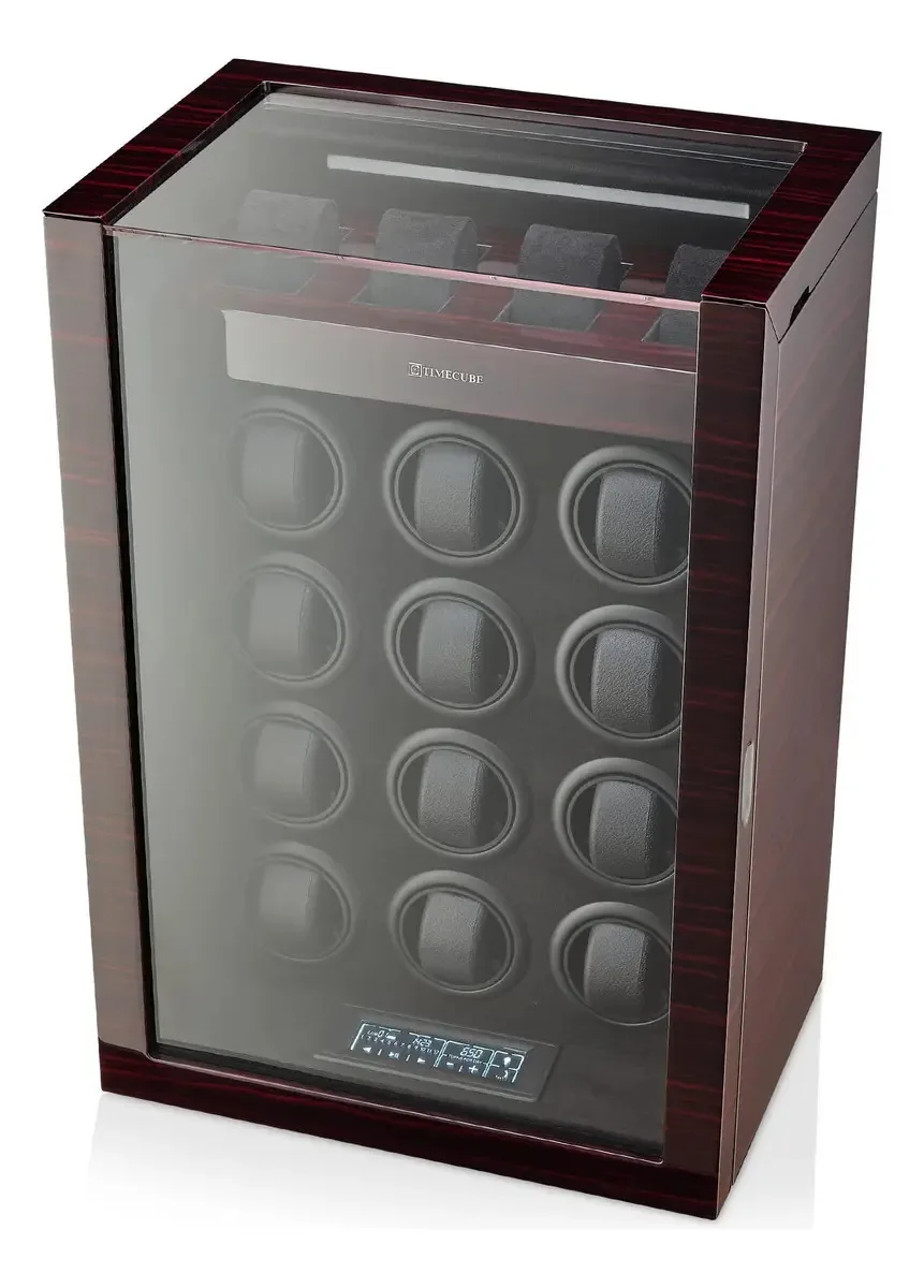 Timecube Watch Winder para 12 relógios com luz interna. Cor: Ebany
