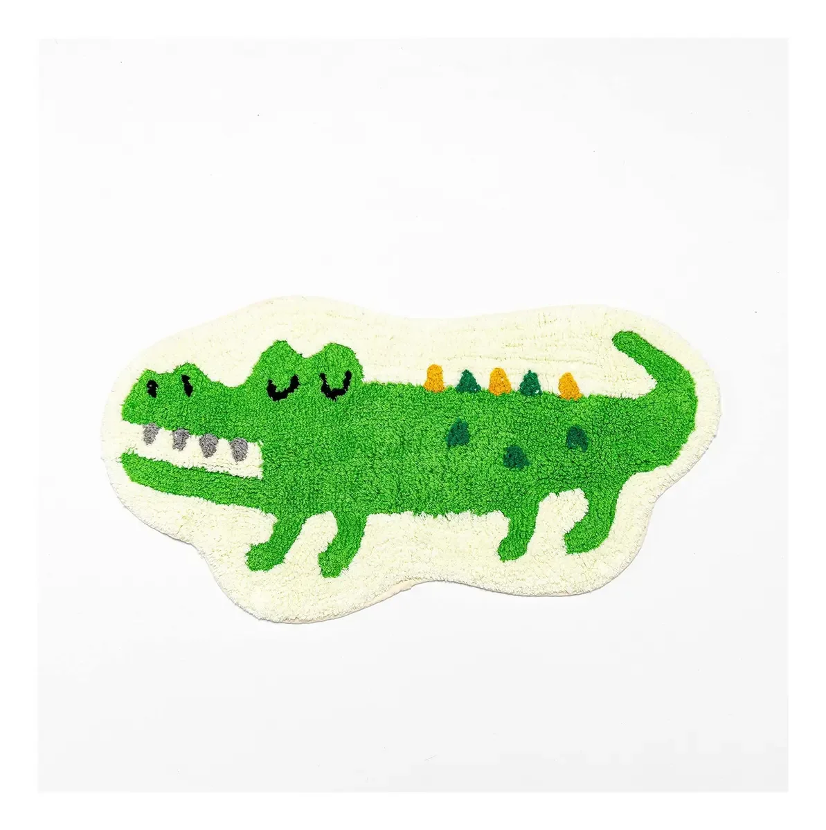 Tapete verde em forma de crocodilo, tapete de banho bonito