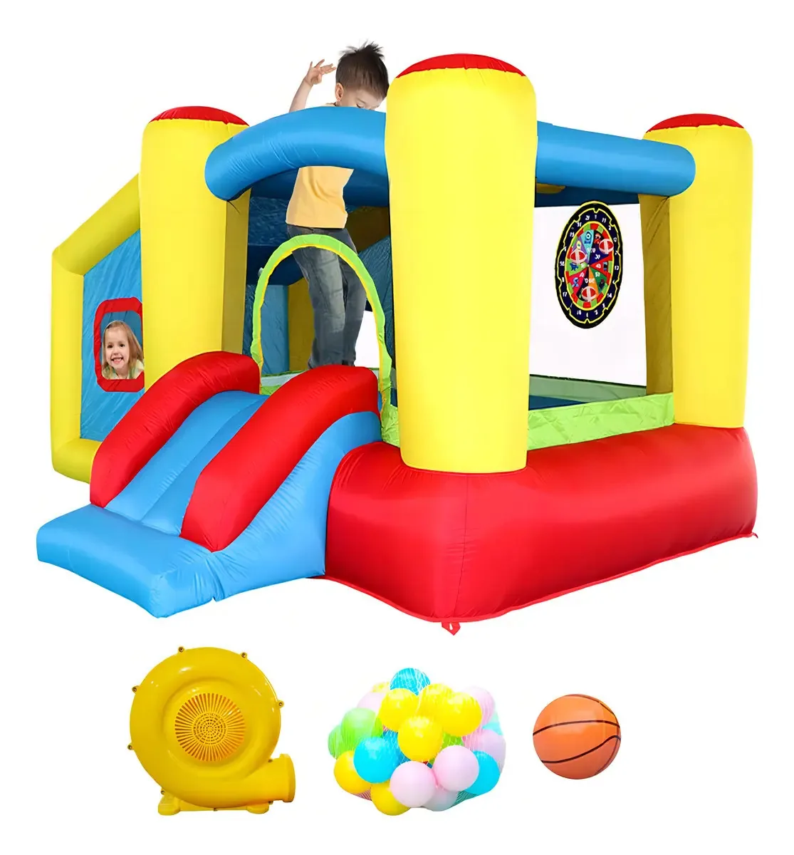 Wellfuntime Bouncy Bouncy House com ventilador, toboágua