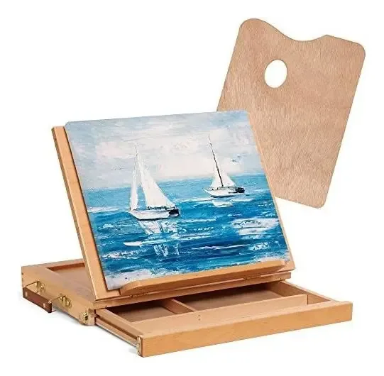 Cavalete de mesa dobrável com gavetas para acessórios