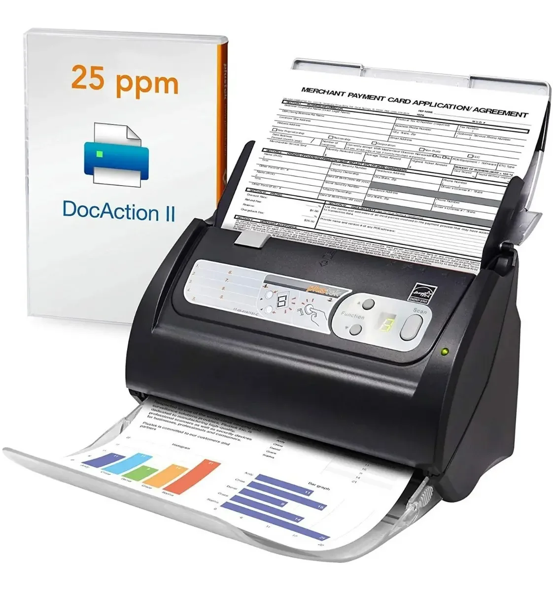 Scanner De Documentos Plustek Ps186 25ppm USB com ADF