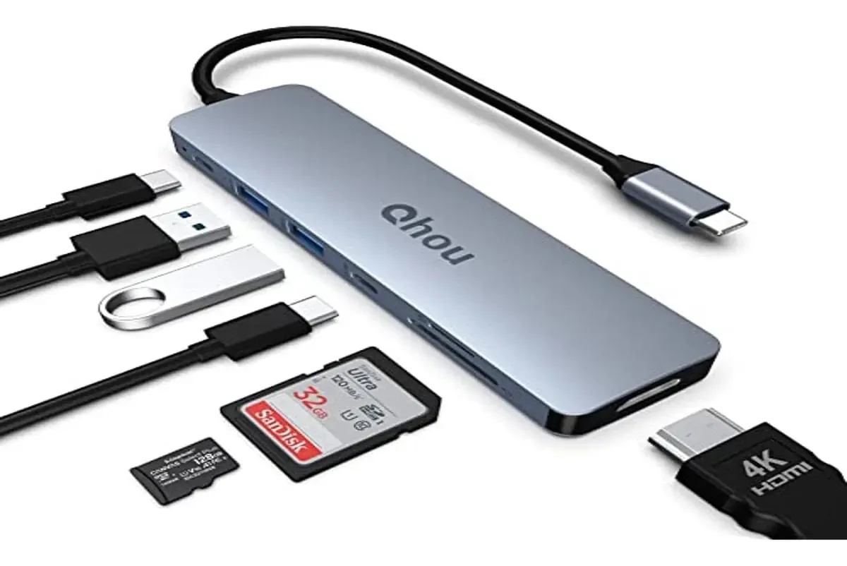Adaptador USB C Dual Display Qhou, Estação de Conexão USB Tipo C, 1203