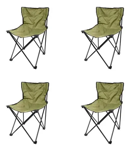 Kit de 4 cadeiras de acampamento dobráveis verdes modelo Mc-036 Mendoza