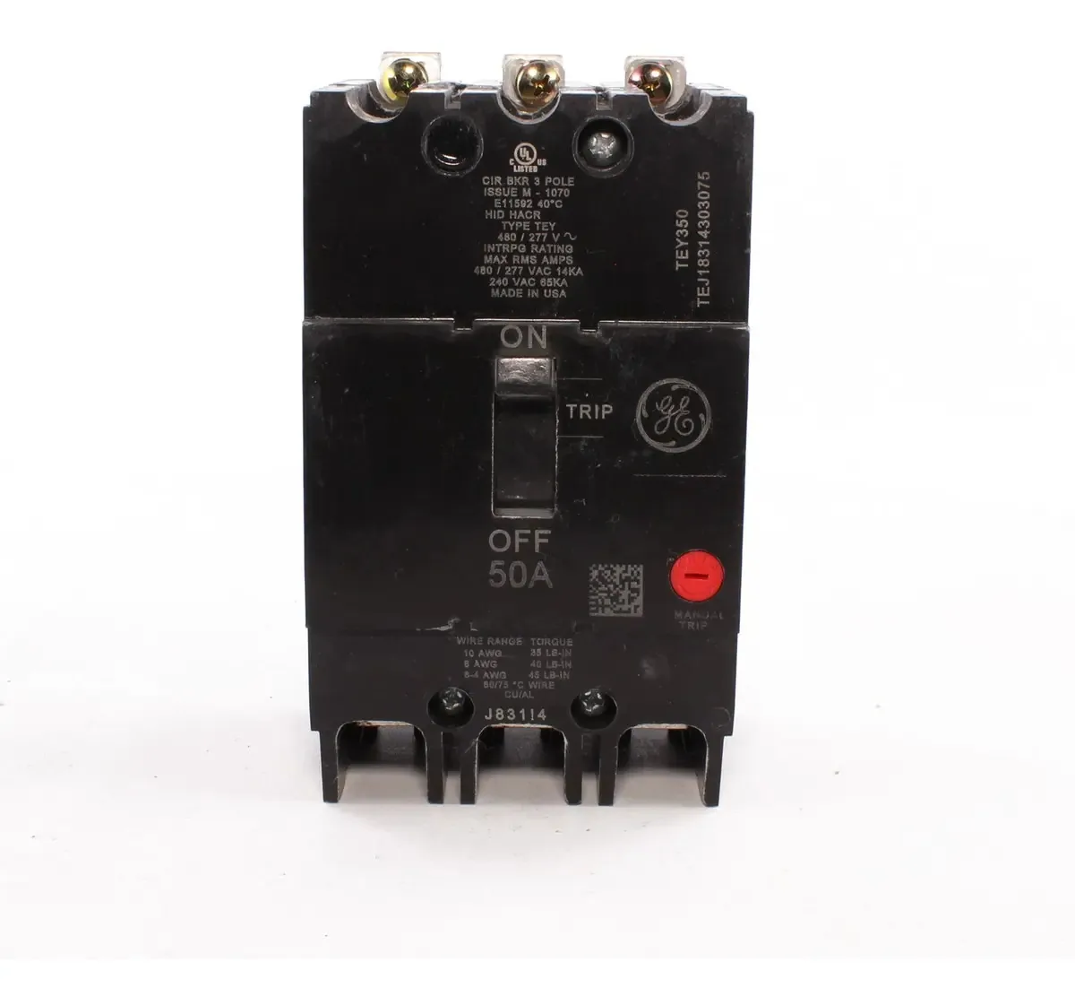 Disjuntor GE TEY350 Nema3P 50a