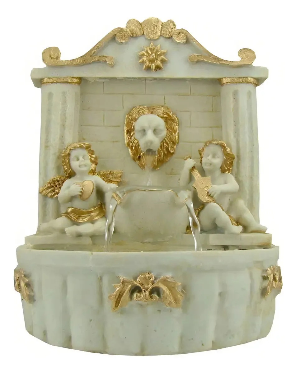 Fonte De Água Anjos E Leão Bica Chafariz