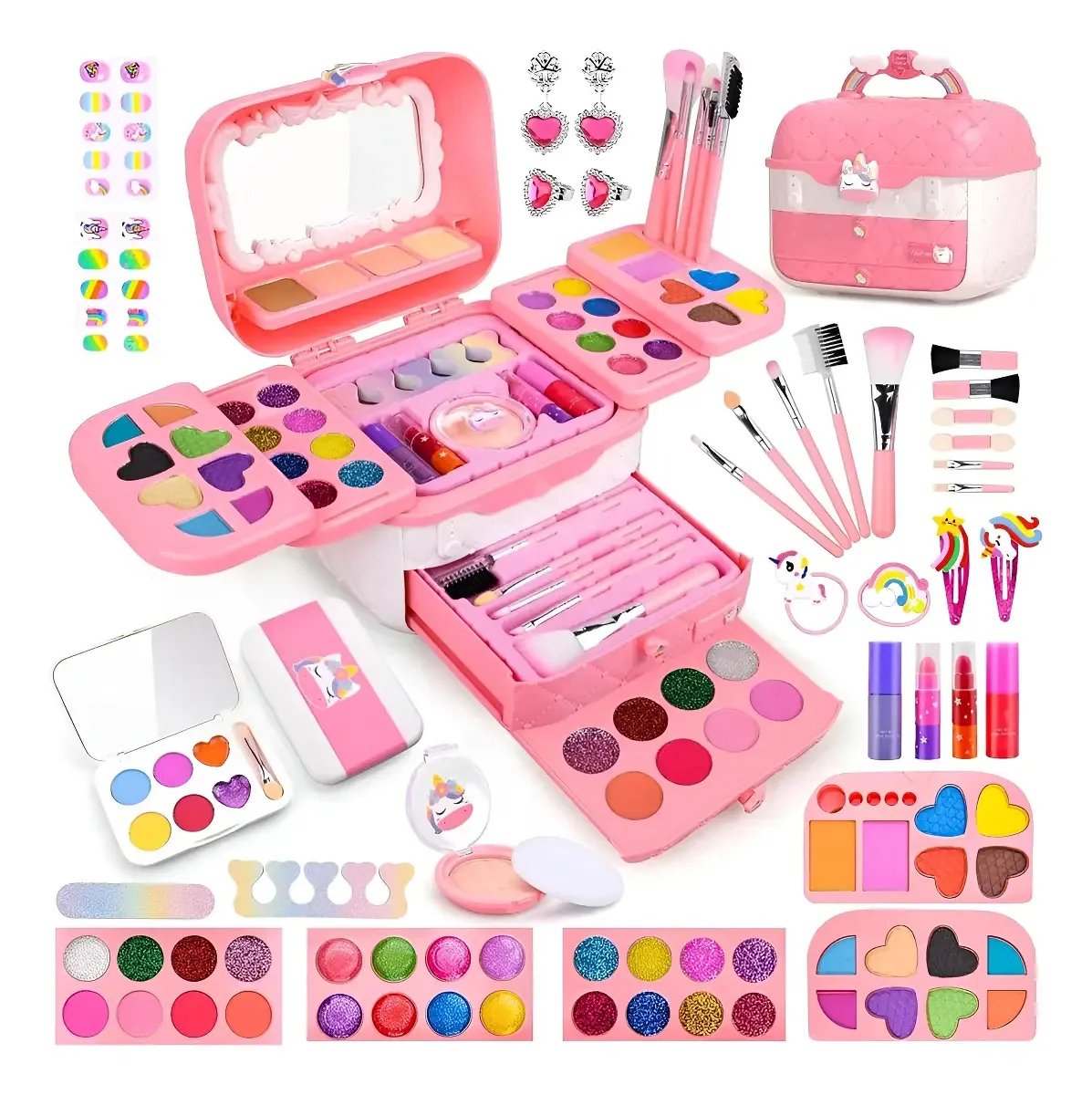 72 peças de maquiagem de brinquedo de beleza real lavável para meninas