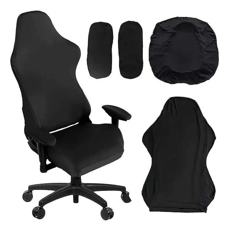 Cadeiras Gamer, capas confortáveis de poliéster elástico, cor preta