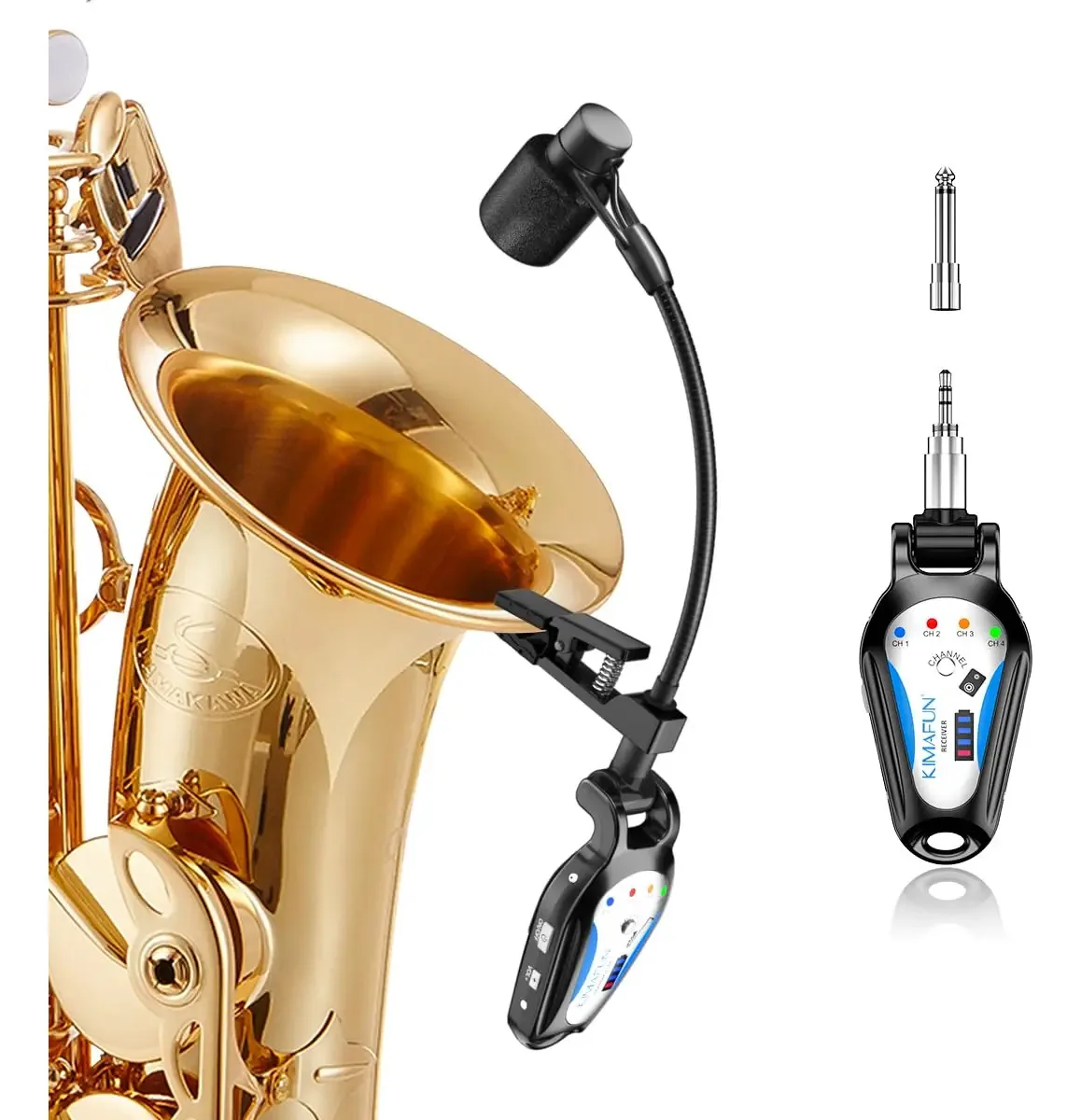 Microfone sem fio para saxofone e outros instrumentos