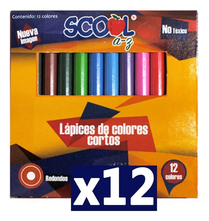 12 caixas de cores escolares com 12 shorts C/u baratos