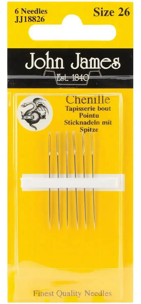 Agulhas de mão de chenille tamanho 26 6/pacote