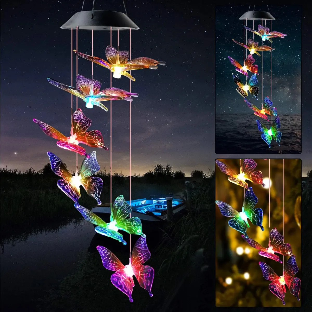 Carrilhão de vento colorido Jobosi com design de borboleta, ideal para mãe, avó, mulher, pai, amigo, filho, Dia de Ação de Graças, mãe, ideal para mudar
