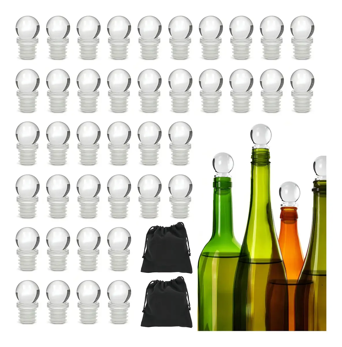 Tampas de vidro para garrafas de vinho, bebidas e refrigerantes