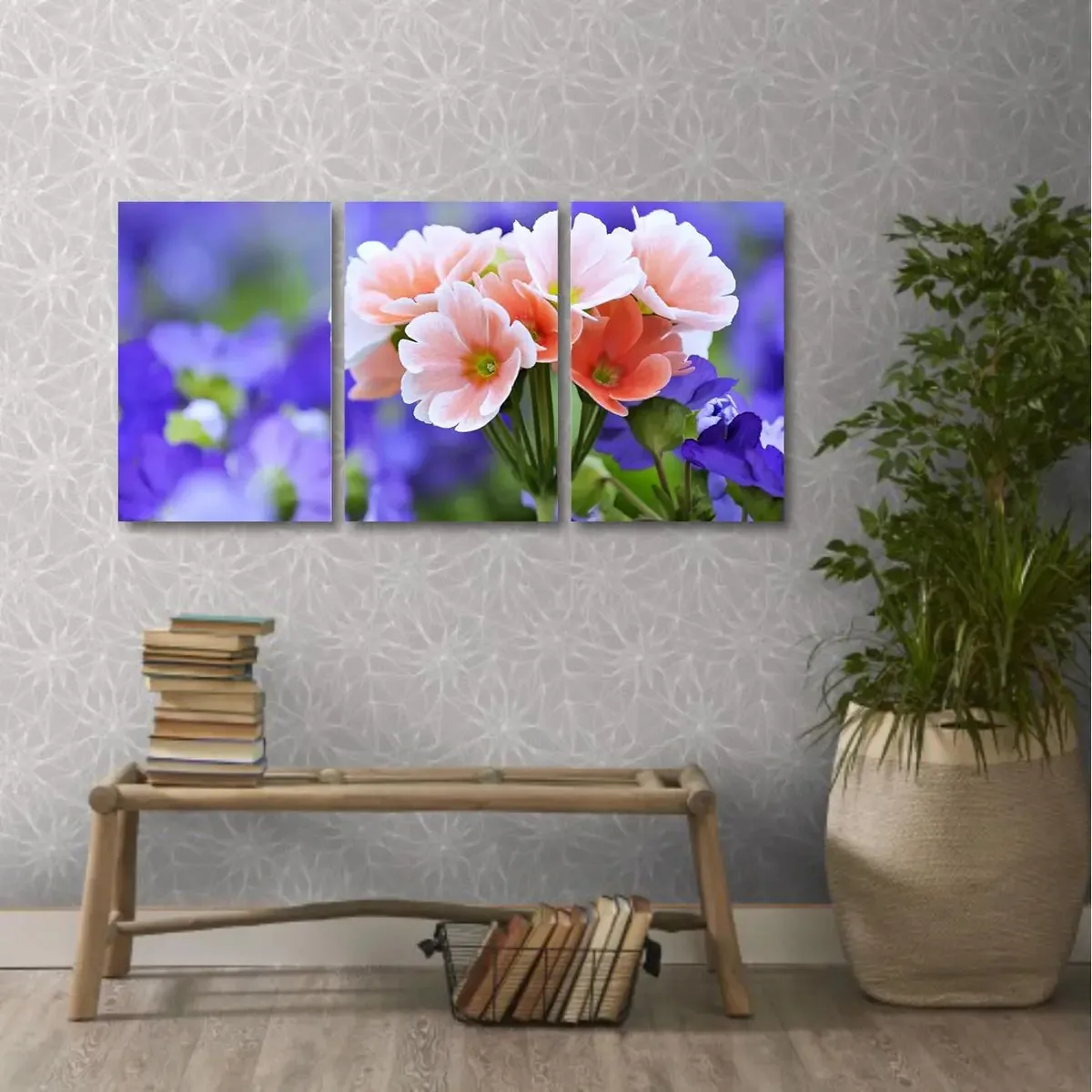 Quadro Flores Paisagem Decorativo Em Tecido 3